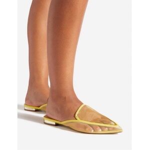 Sz 7.5 W Franceen Pointed Toe Yellow Flats NIB